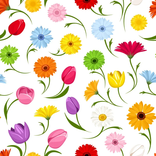 Nahtloses Muster mit Blumen. Vektorillustration. — Stockvektor
