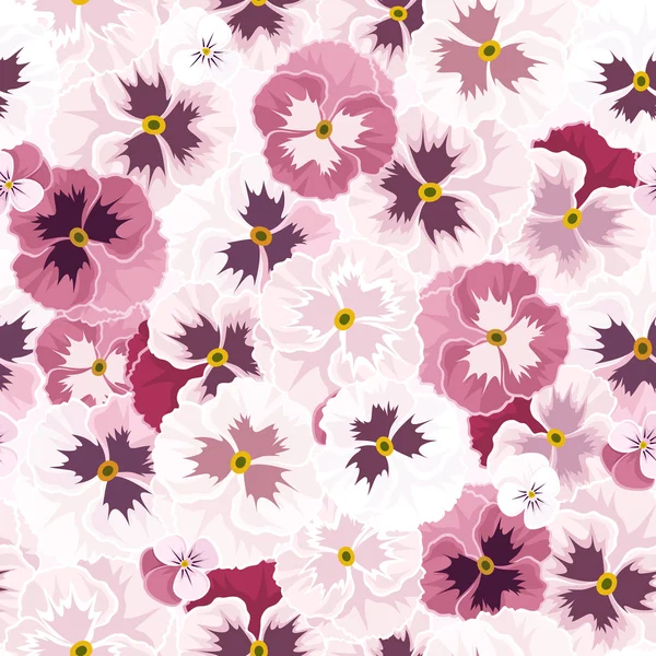 Seamless pattern with pink pansy flowers. Vector illustration. — Stock Vector