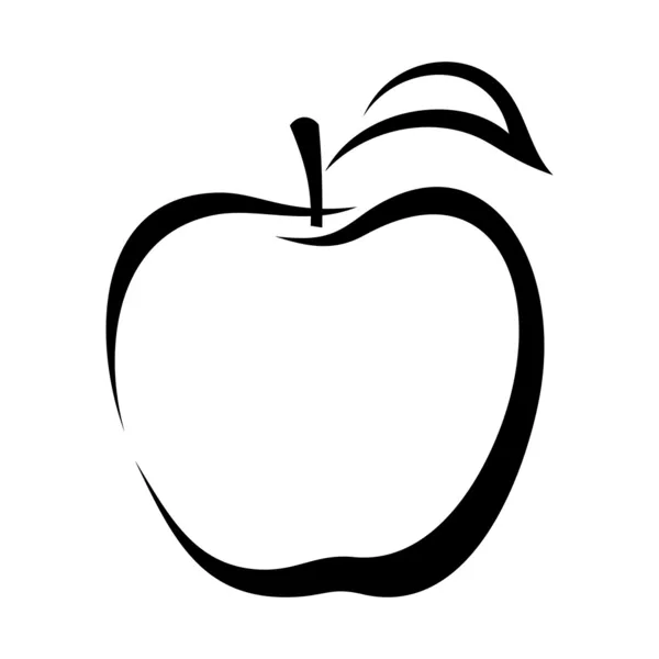 Apple. Vector black contour. — Stock Vector