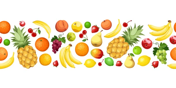 Fundo sem costura horizontal com frutas. Ilustração vetorial . — Vetor de Stock