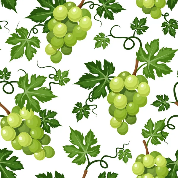 Seamless background with green grapes. Vector illustration. — Stock Vector