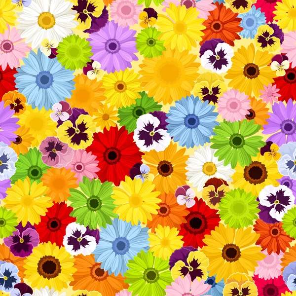 Seamless pattern with colorful flowers. Vector illustration. — Stock Vector