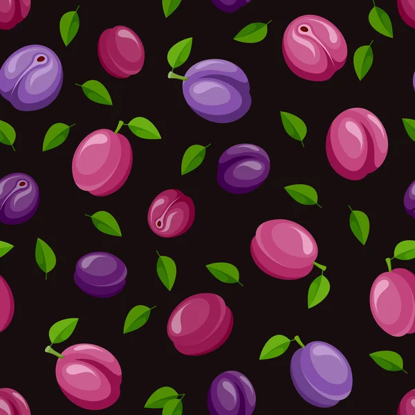 Fond sans couture avec des prunes. Illustration vectorielle . — Image vectorielle