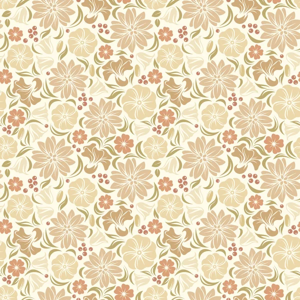 Patrón floral sin costura beige. Ilustración vectorial . — Archivo Imágenes Vectoriales