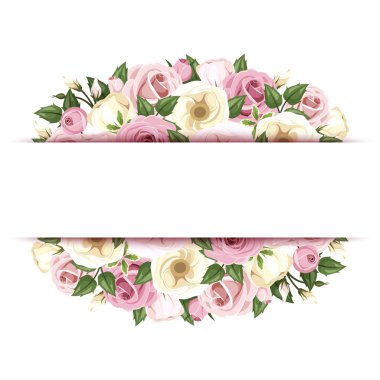 Background with roses and lisianthus flowers. Vector eps-10. clipart