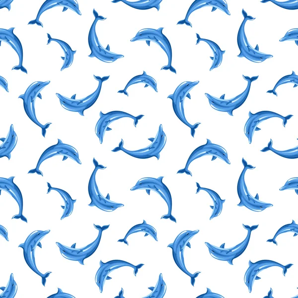 Padrão sem costura com golfinhos. ilustração vetorial. — Vetor de Stock