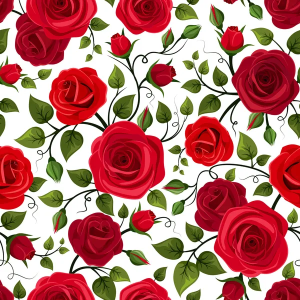 Modello senza cuciture con rose rosse. Illustrazione vettoriale . — Vettoriale Stock