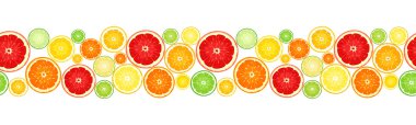 Horizontal seamless background with citrus fruits. Vector illustration. clipart