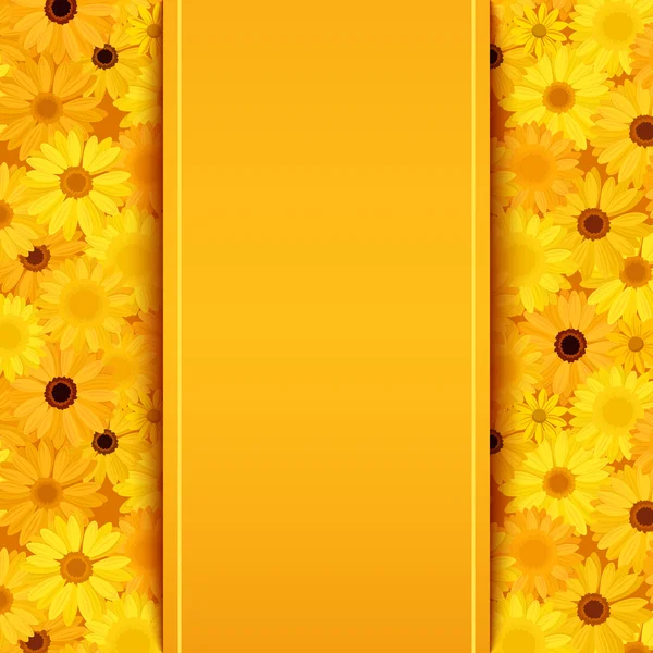 Carte d'invitation avec fleurs de gerbera jaunes et orange. Vecteur eps-10 . — Image vectorielle