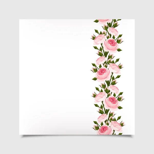 Tarjeta vectorial con rosas rosadas. Eps-10 . — Vector de stock