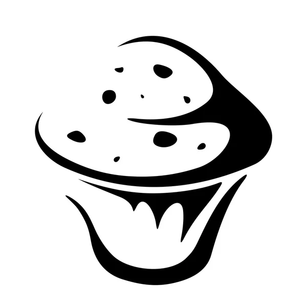 Muffin taart. vector zwart silhouet. — Stockvector