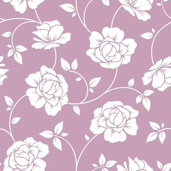 Motif floral blanc sans couture sur violet. Illustration vectorielle . — Image vectorielle