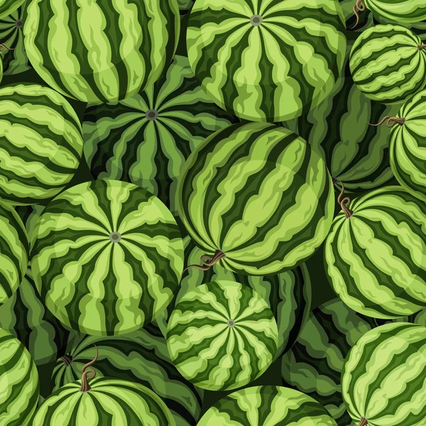 Nahtloser Hintergrund mit grünen Wassermelonen. Vektorillustration. — Stockvektor