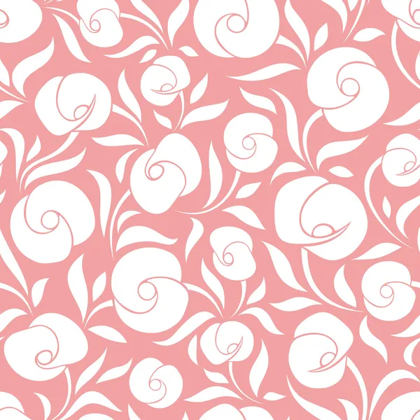 Seamless white floral pattern on pink. Vector illustration. — Stock Vector