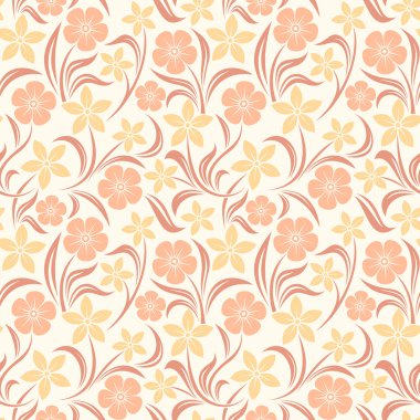 Dikişsiz turuncu çiçek desenli. vektör çizim.