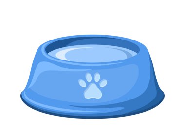 Mavi köpek su bir kase. vektör çizim.