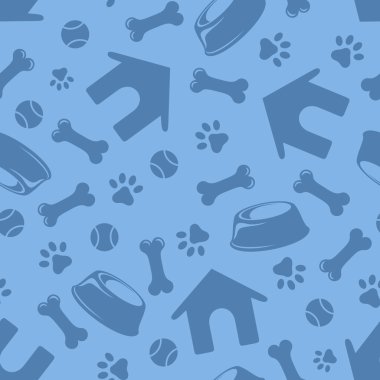 Köpekler sembolleri ile kesintisiz mavi model. vektör çizim.