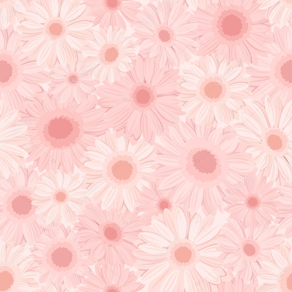 Seamless background with pink gerbera flowers. Vector illustration.