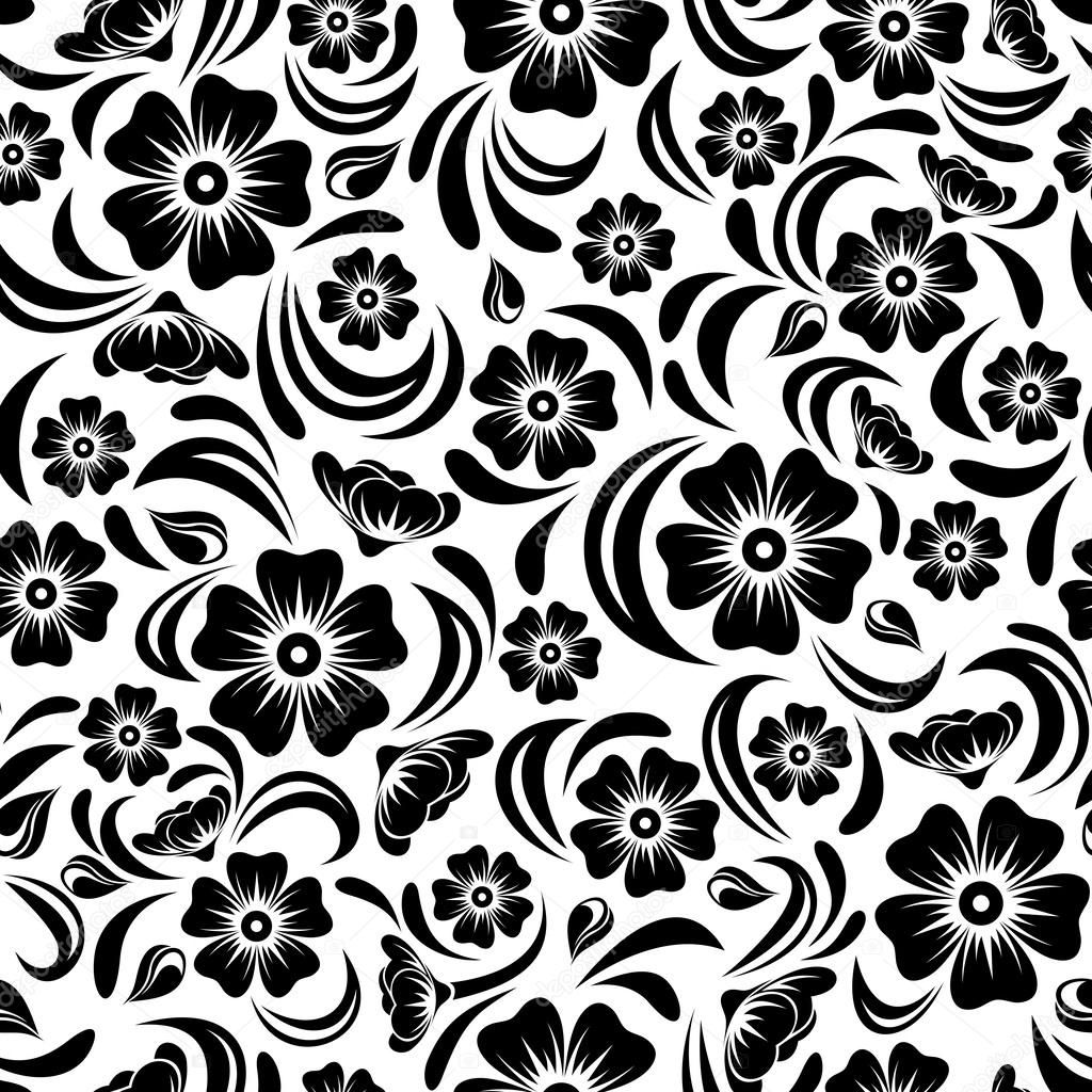 Seamless Vintage Black Floral Pattern Vector Illustration Stock Vector Image By C Naddya 51035037