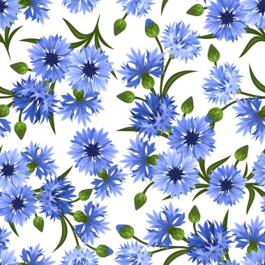 Seamless pattern with blue cornflowers. Vector illustration. clipart