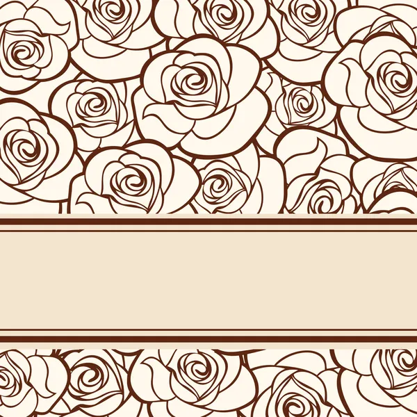 Vector beige kaart met rozen. — Stockvector