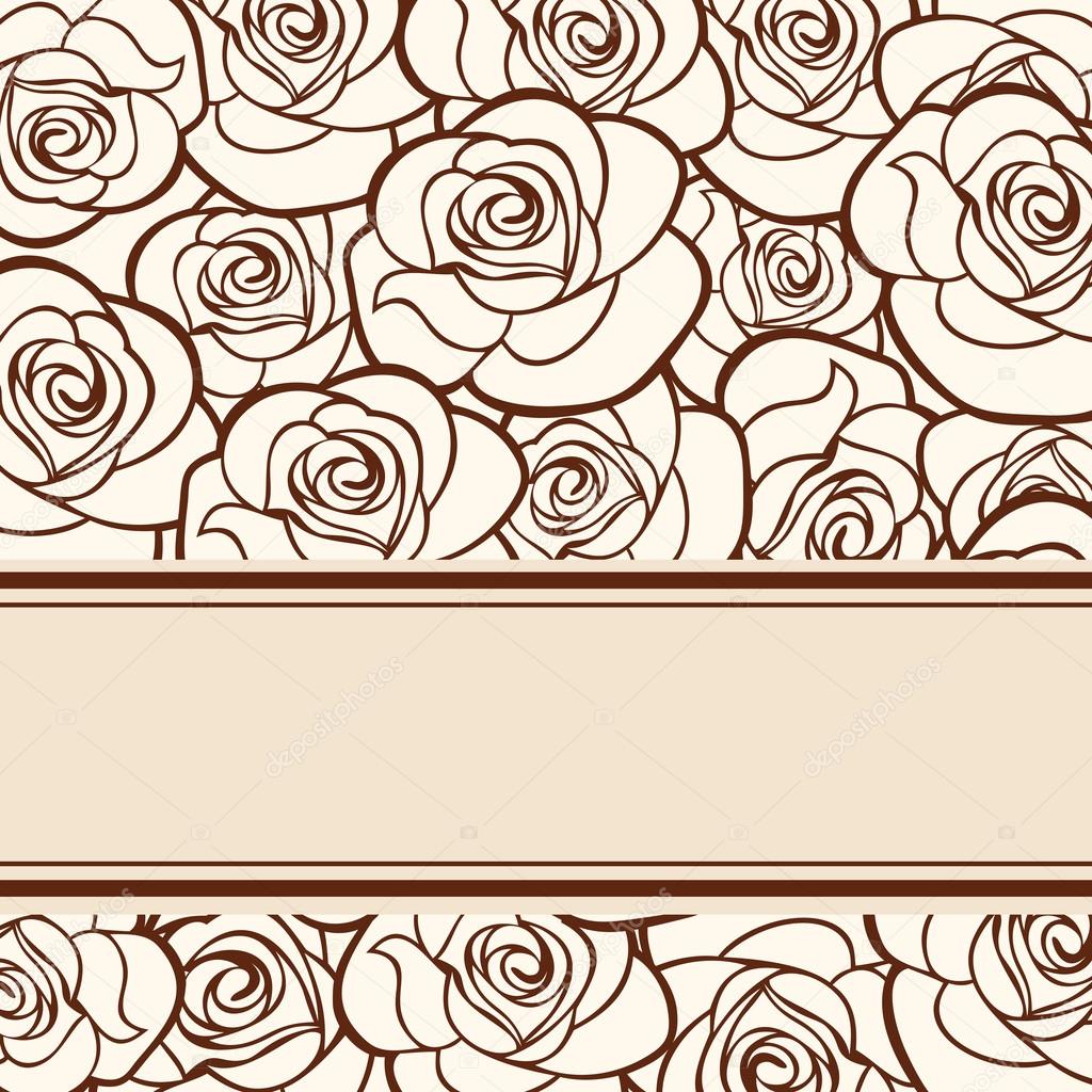 Vector beige card with roses.