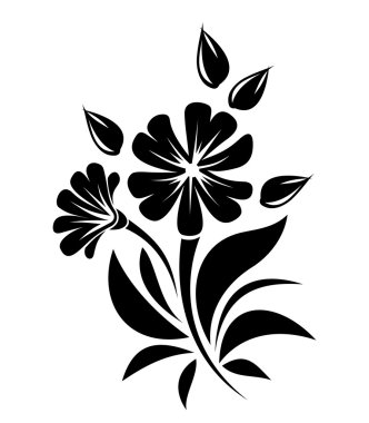 Siyah çiçek silueti. Vektör illüstrasyonu.