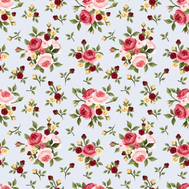vintage wzór z róż na niebiesko. Ilustracja wektorowa.