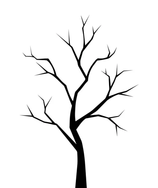 Vector Black Silhouette Bare Tree Isolated White Background — Stock Vector