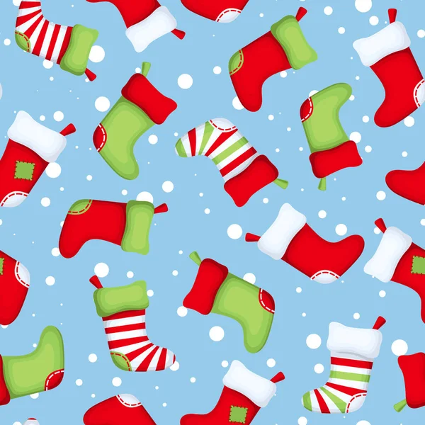 Patrón Sin Costuras Vectorial Con Calcetines Navidad Colores Sobre Fondo — Archivo Imágenes Vectoriales