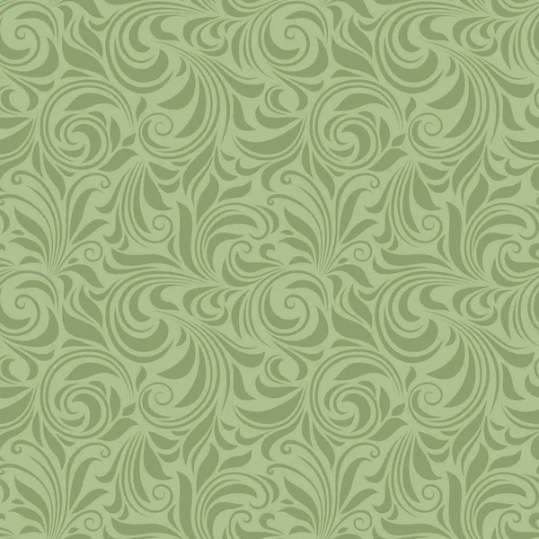Vector Vintage Patrón Floral Verde Sin Costuras — Vector de stock