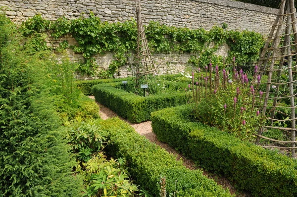 Frankrijk, Franse formele tuin in het domaine de villarceaux — Stockfoto