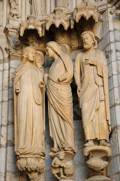 Cattedrale di Chartres, statue sotto il portico — Foto Stock