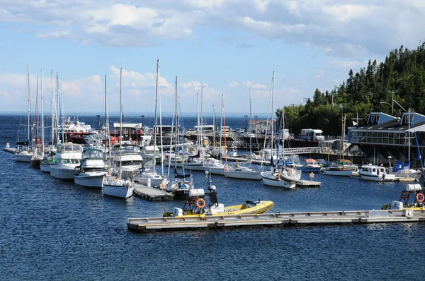 Quebec, boten in de haven van tadoussac — Stockfoto