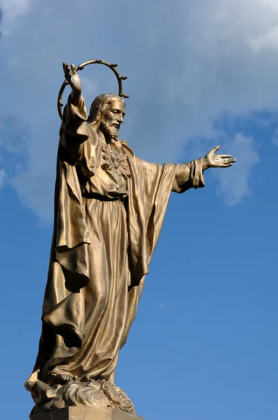 Quebec, bronzen standbeeld van Jezus in saint jean — Stockfoto