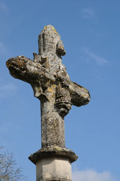 FRance, uma cruz no cemitério de Wy dit Joli Village — Fotografia de Stock