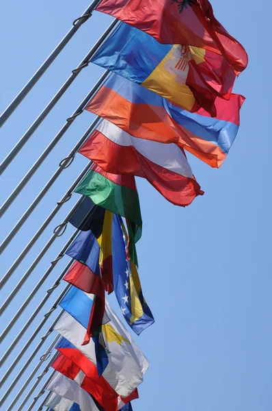 De vlaggen van het Europees Parlement van Straatsburg — Stockfoto