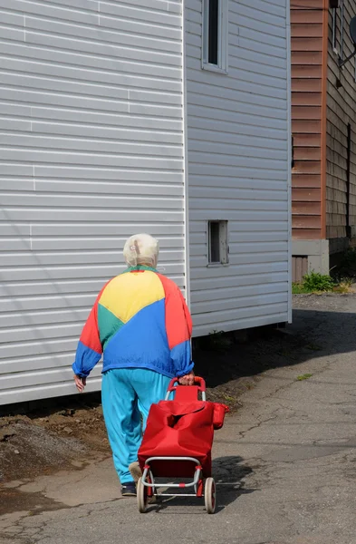 Quebec, oude vrouw in de stad van montmagny — Stockfoto
