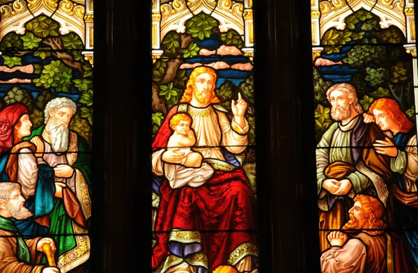 Quebec, målat glasfönster av chalmers wesley enade kyrkan — Stockfoto