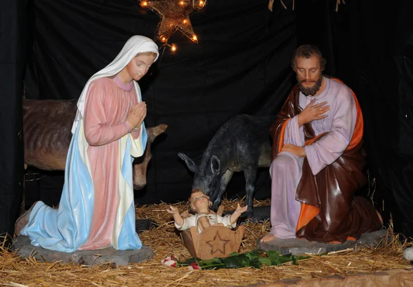 Nativity scene in Triel sur Seine church — Stock Photo, Image