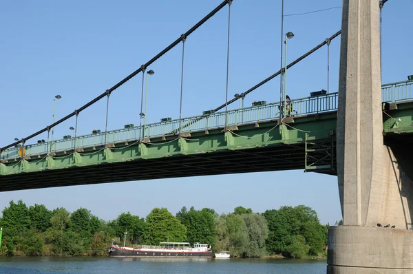 França, ponte suspensa de Triel Sur Seine — Fotografia de Stock