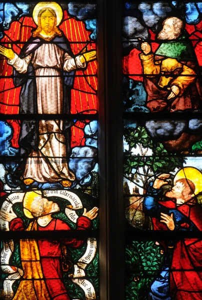 染色玻璃窗口中的王安石的教会圣马丁 — 图库照片