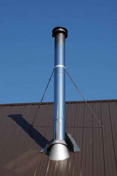 Quebec, a modern chimney on a house — Stock Photo, Image