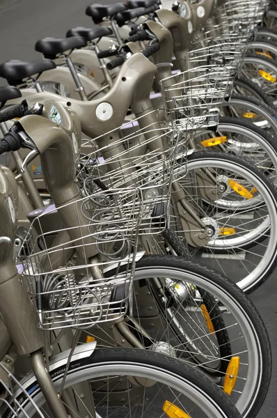 Velib in Paris, public bicycle rental — Stock Photo, Image