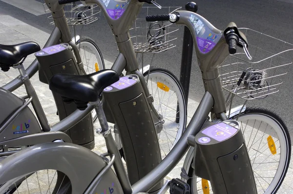 Velib in Paris, public bicycle rental — Stock Photo, Image