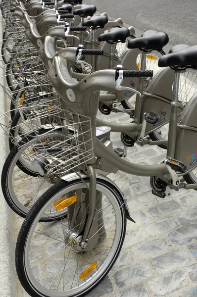 Velib in Paris, public bicycle rental — Stock Photo, Image