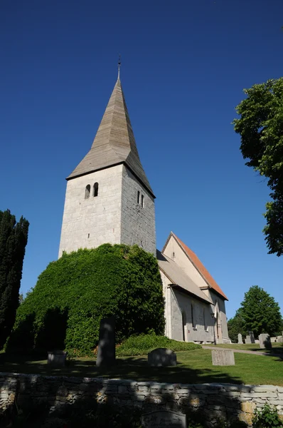 Swenden, a kis régi templom Frojel — Stock Fotó