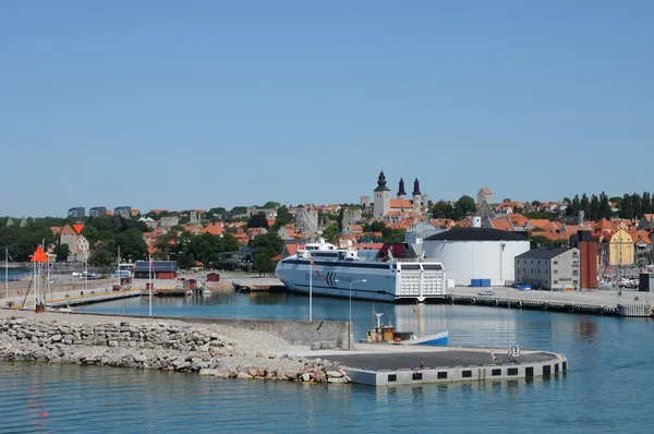 Švédsko, přístav visby na Gotlandu — Stock fotografie