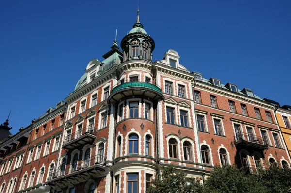 Švédsko, staré luxusní budova v centru Stockholmu — Stock fotografie