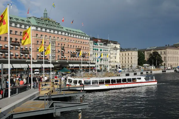 Régi és történelmi hajó Stockholmban port — Stock Fotó